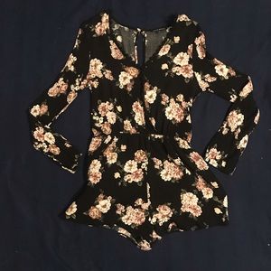 Haute monde black and floral romper